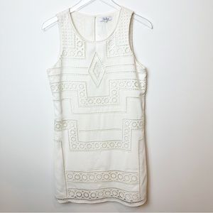 Parker | White Embroidered Laser Cut Shift Dress